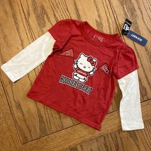 NWT ~ Old Navy HELLO KITTY Indiana Hoosiers Spirit L/S T-Shirt ~ 12-18 months